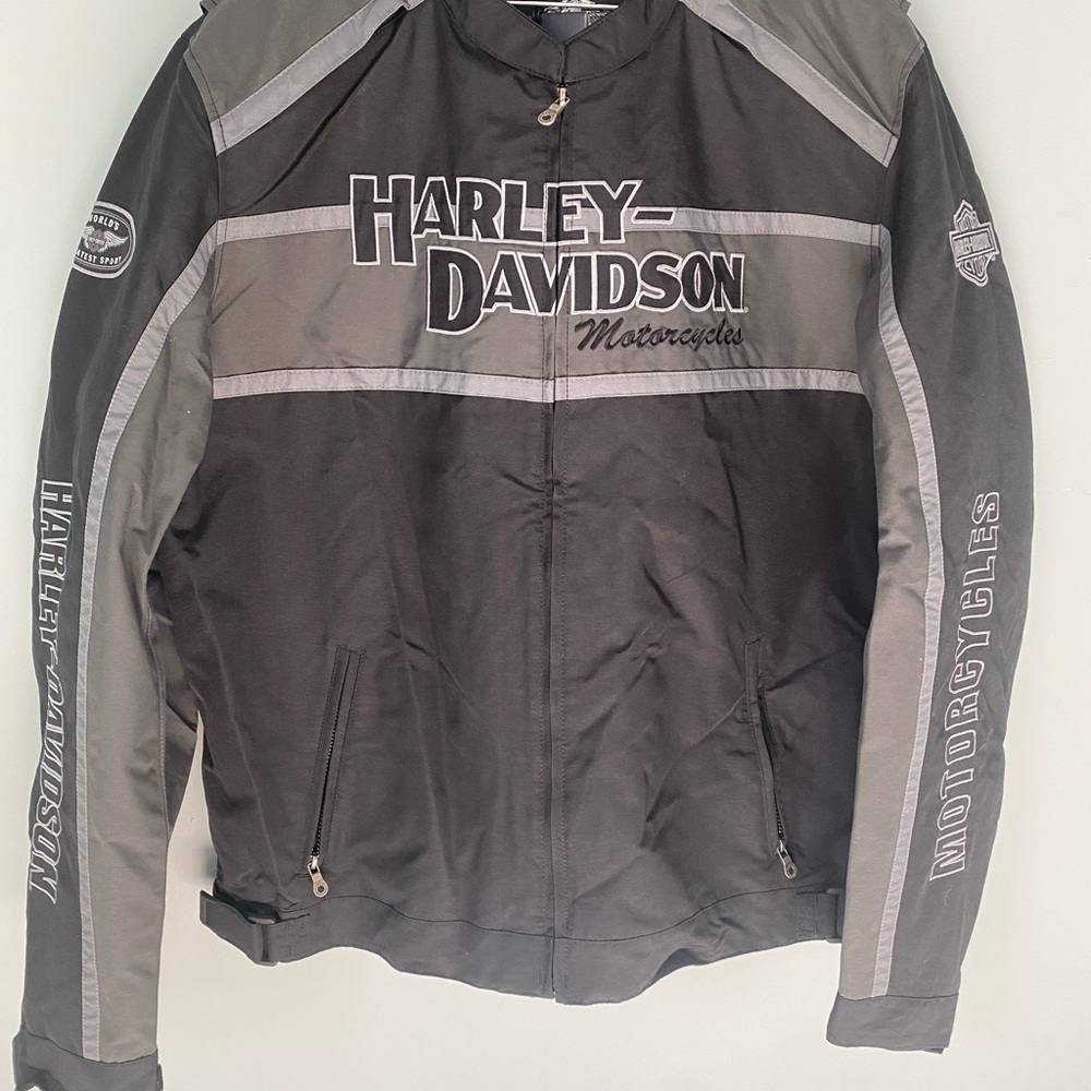Harley-Davidson Black and Gray Riding Jacket with Iconic Branding